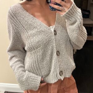 Volcom Button Front Knit Cardigan Sweater Gray Size Small